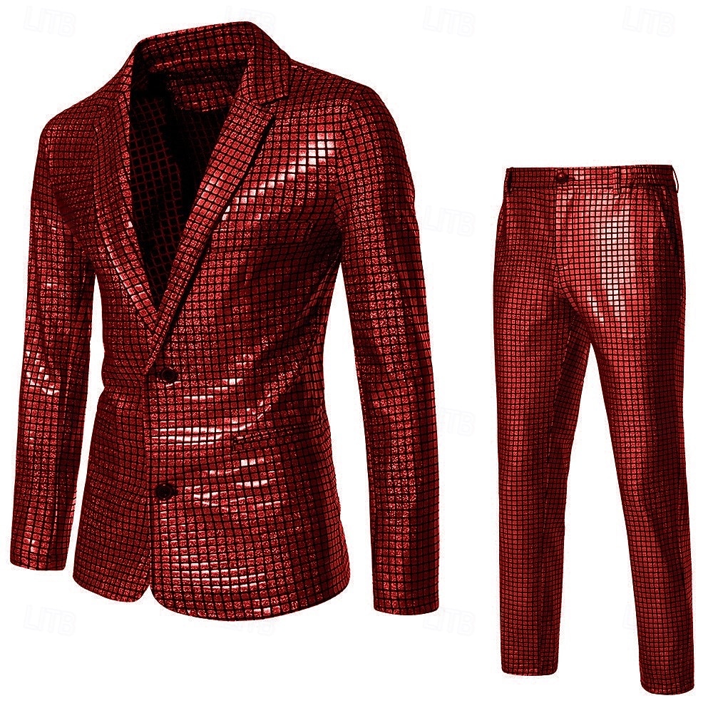Conjunto Discoteca Anos 80 Roupa Fantasia fantasia Ternos / Conjuntos e Blazeres Metálico Brilhante Fantasia Homens Natal Ano Novo Espetáculo Bandagem Festa Temática Retro Adulto Casaco Calças de 2026 por $89.99 –P17