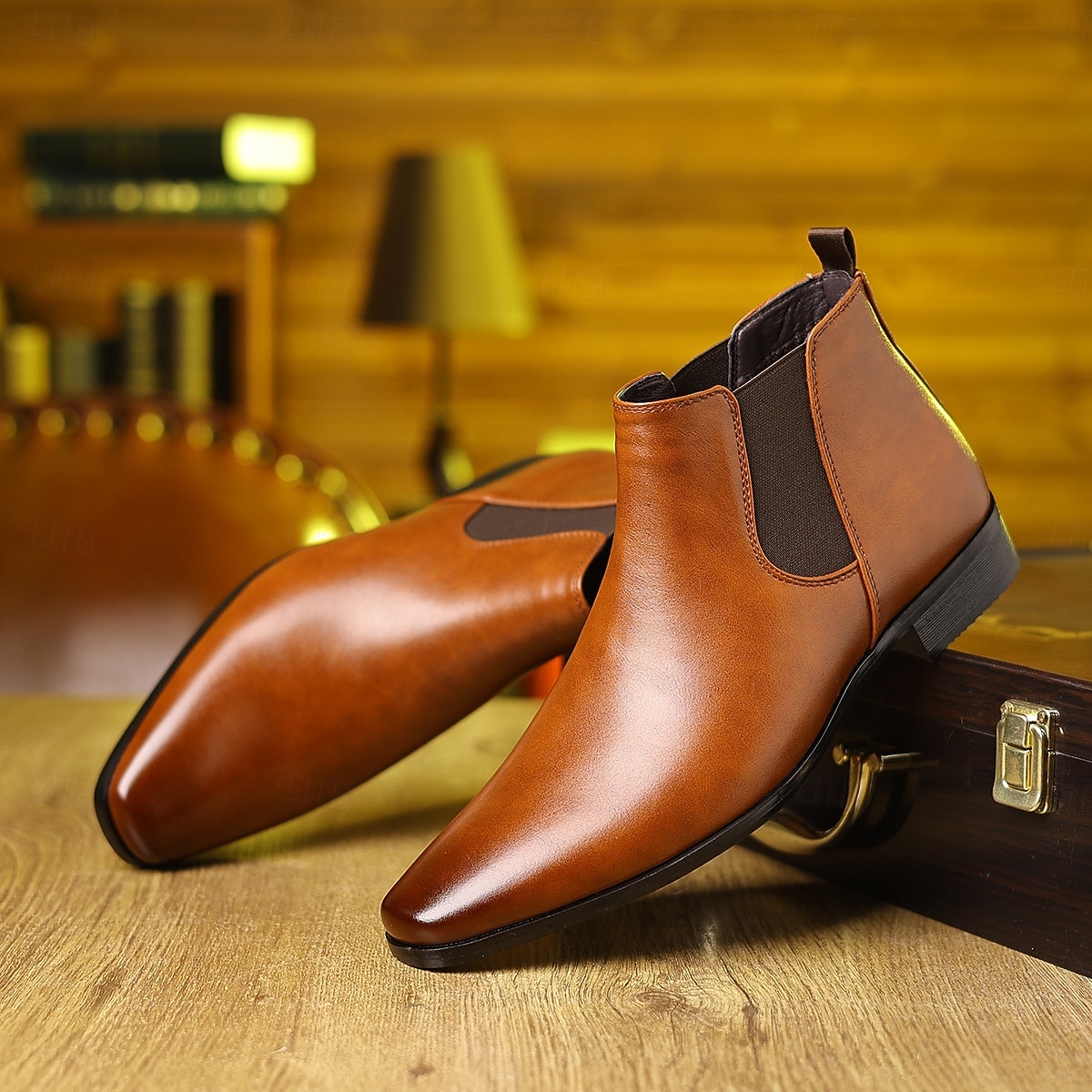 Homme Bottes Bottes Chelsea Marche Cuir PU Confortable Antidérapant Bottines Mocassin Bande Élastique Brun claire Brun foncé Noir Été Printemps Automne de 2025 ? $42.99 –P2