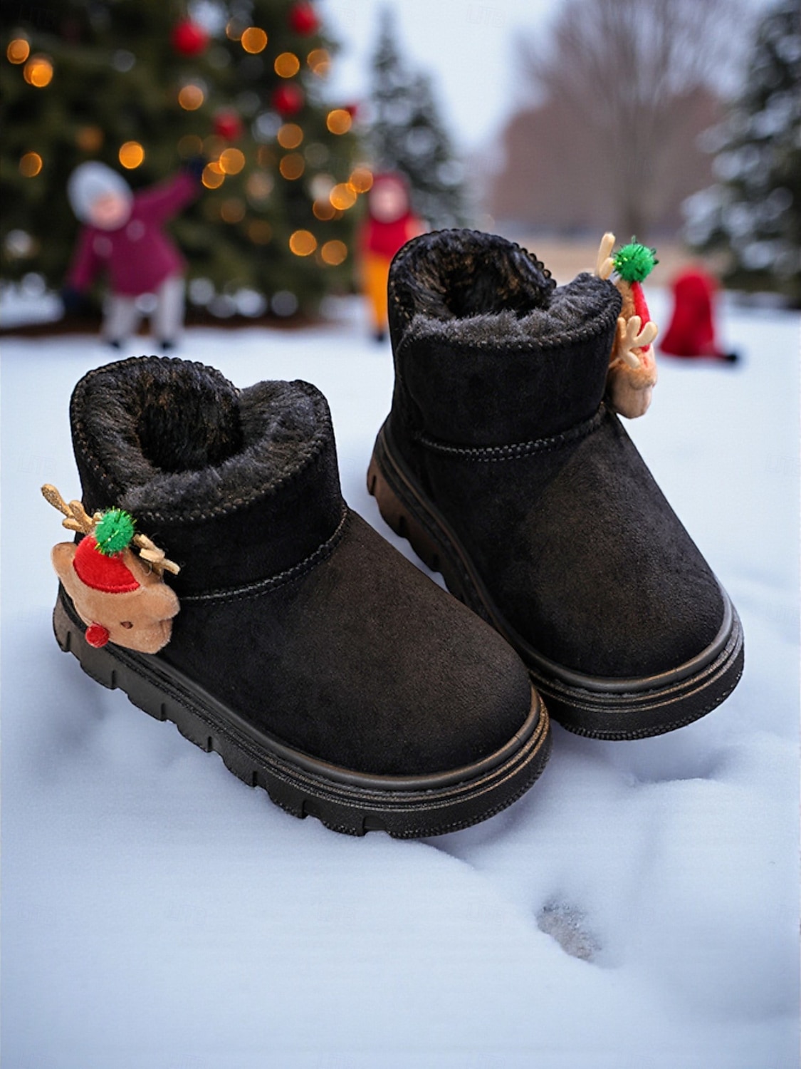 Теплые детские рождественские сапоги на меху с подвеской в виде оленя — уютная зимняя обувь для праздничных приключений 2025 - $26.99 –P3