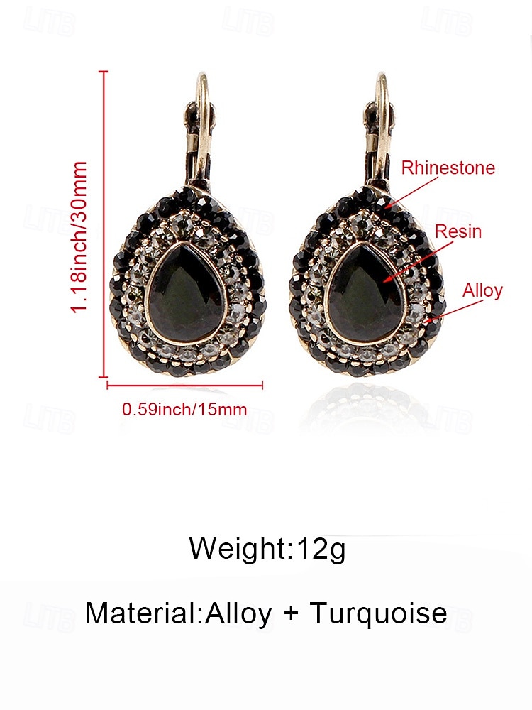 Women's Bohemian Teardrop Dangle Earrings with Colorful Gemstone Accents, Vintage Ethnic Style Jewelry for Casual Wear, Parties and Festivals 2026 - $7.99 –P9
