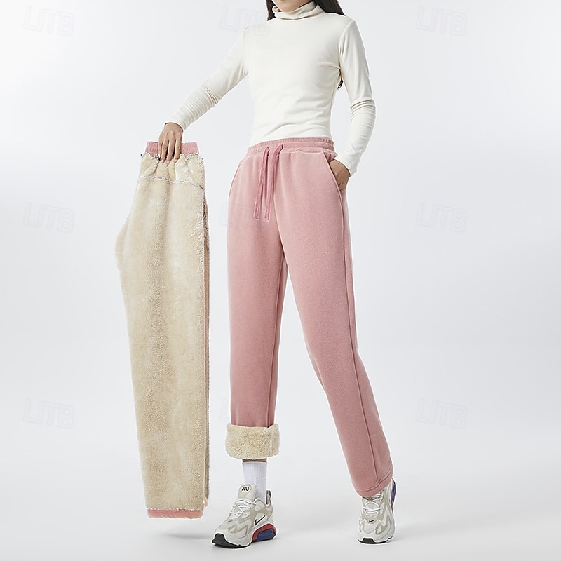 Per donna Pantaloni Attivo Moda Casual Lunghezza intera Vita media Tinta unica Semplice Coulisse Tasca Fascia Elastica Calore Termico Comodo Micro-elastico All'aperto Lavoro Streetwear Grigio scuro del 2026 a $44.99 –P10