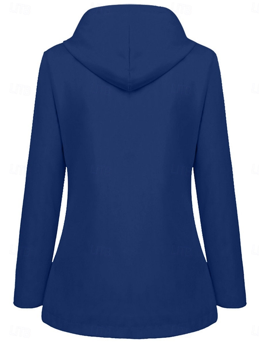 Damen Kapuzenjacke Wasserdicht Bequem Tasche Knöpfe Lässig Einfach Urlaub Straße Lässig Alltagskleidung Einreihig Regulär Mit Kapuze Normale Passform Langarm Oberbekleidung Gelb Rote Marineblau 2025 - $36.99 –P6