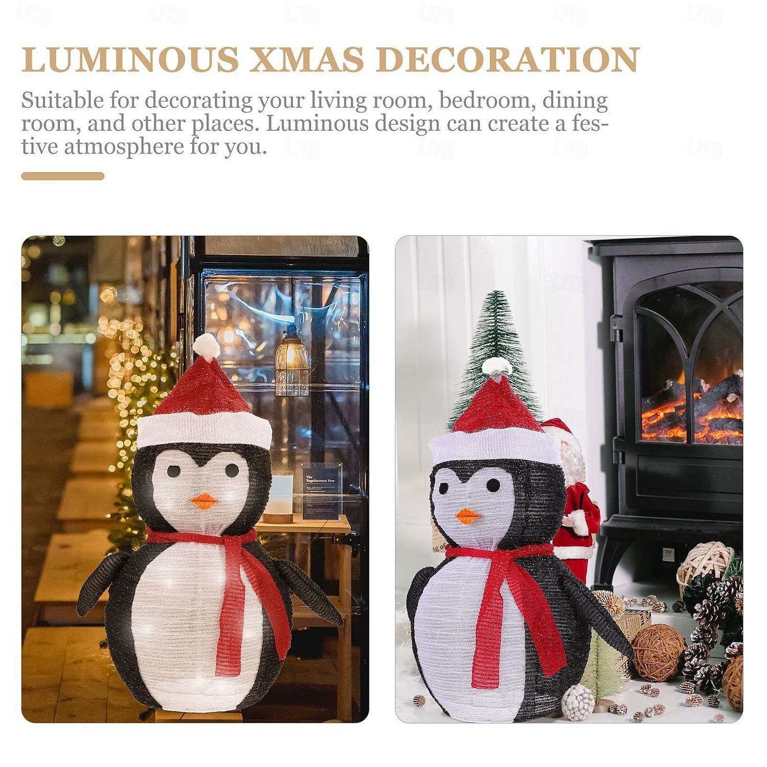 Christmas LED luminous folding snowman Santa Claus penguin warm light AAA waterproof battery box indoor and outdoor courtyard lawn party festive atmosphere decoration light 70 * 36CM 2025 - CAD $29.99 –P10
