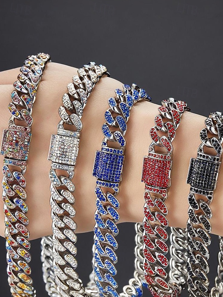 мужское рождественское ожерелье с камнями из сплава и циркония, разных цветов, идеально подходит для праздничного образа и в качестве подарка 2026 - $18.99 –P7