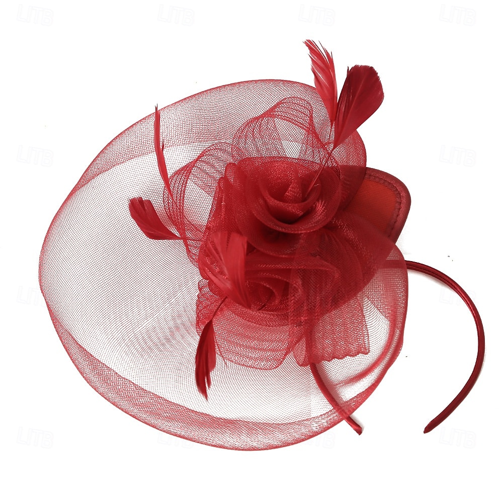 Fascinators Tulle Fedora Hat Wedding Tea Party Horse Race Cocktail Elegant Vintage With Feather Tulle Headpiece Headwear 2026 - $16.49 –P8
