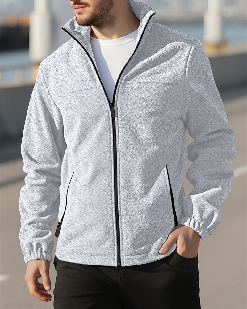 Herre Genser Fleecegenser Genser med full glidelås Aprikos Svart Lilla Oransje lysegrå Opprett krage عادي Ta igjen glidelåsen Lomme Sport & Utendørs Daglig Ferie Polyester Gatemote Grunnleggende 2026 - $36.99 –P9