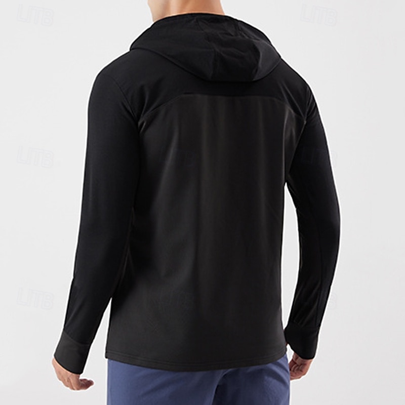 Męskie Kolorowy blok Kurtka sportowa Jesień / Zima Kaptur Długi rękaw Athleisure Ochrona przed słońcem Lekki Siłownia Piesze wycieczki Bieganie Trening Joga Czarny Niebieski Ciemnoniebieski Odzie 2026 - $40.99 –P13