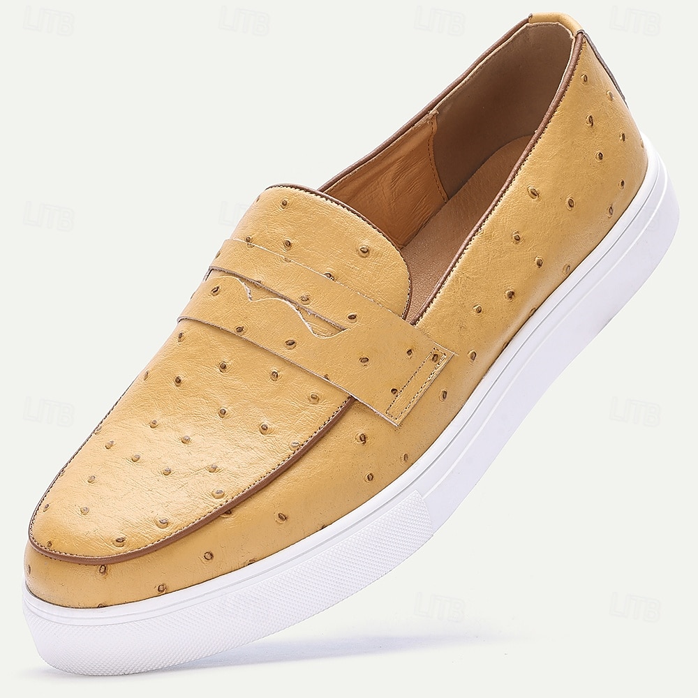 Męskie Mokasyny i buty wsuwane Klasyczne mokasyny Spacery Codzienny Skóra Wygodny Niepoślizgowy / a Mokasyny Żółty Wiosna Jesień 2025 - $94.99 –P1