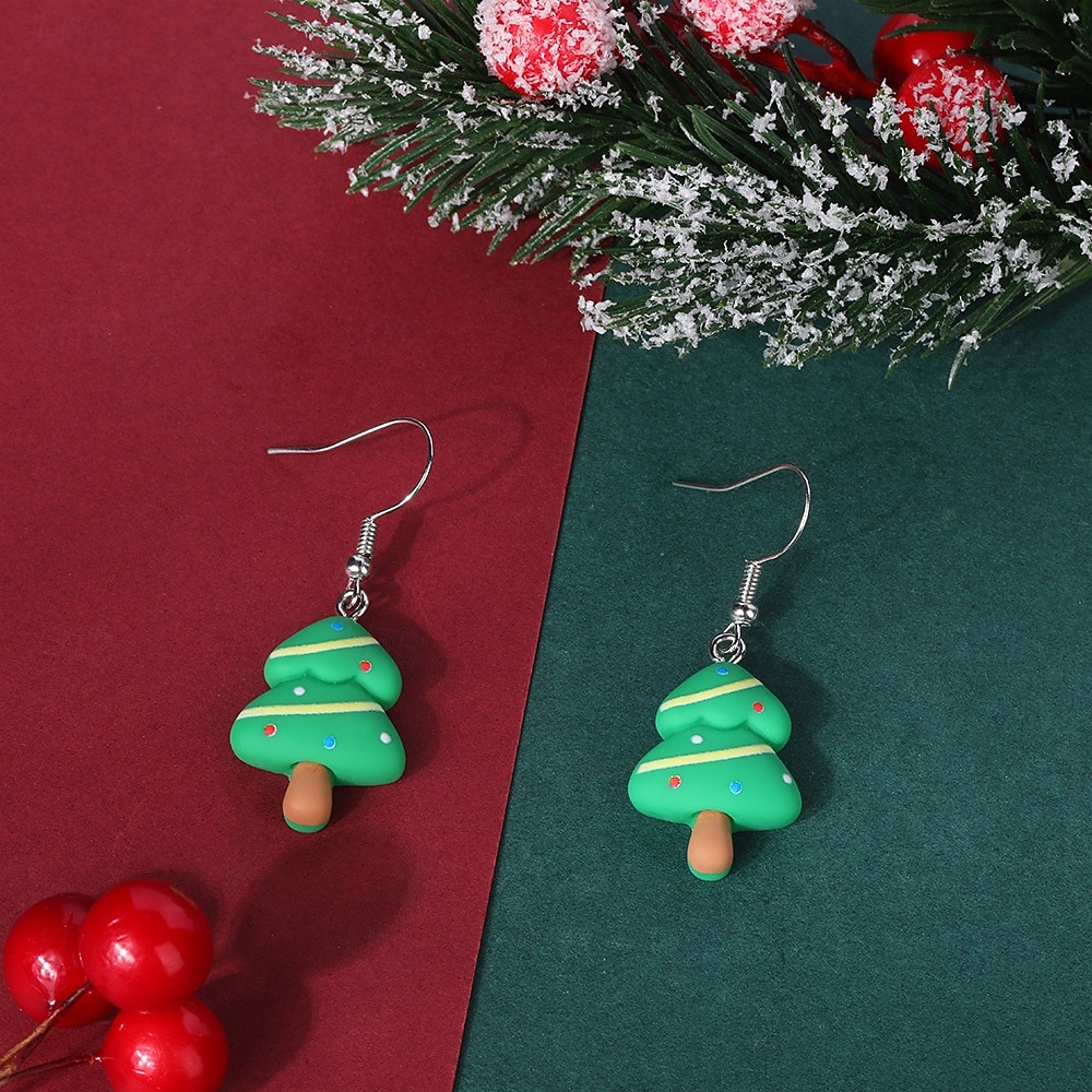orecchini a forma di albero di Natale con ornamenti colorati - graziosi gioielli natalizi per regali di Natale del 2026 a $7.99 –P4