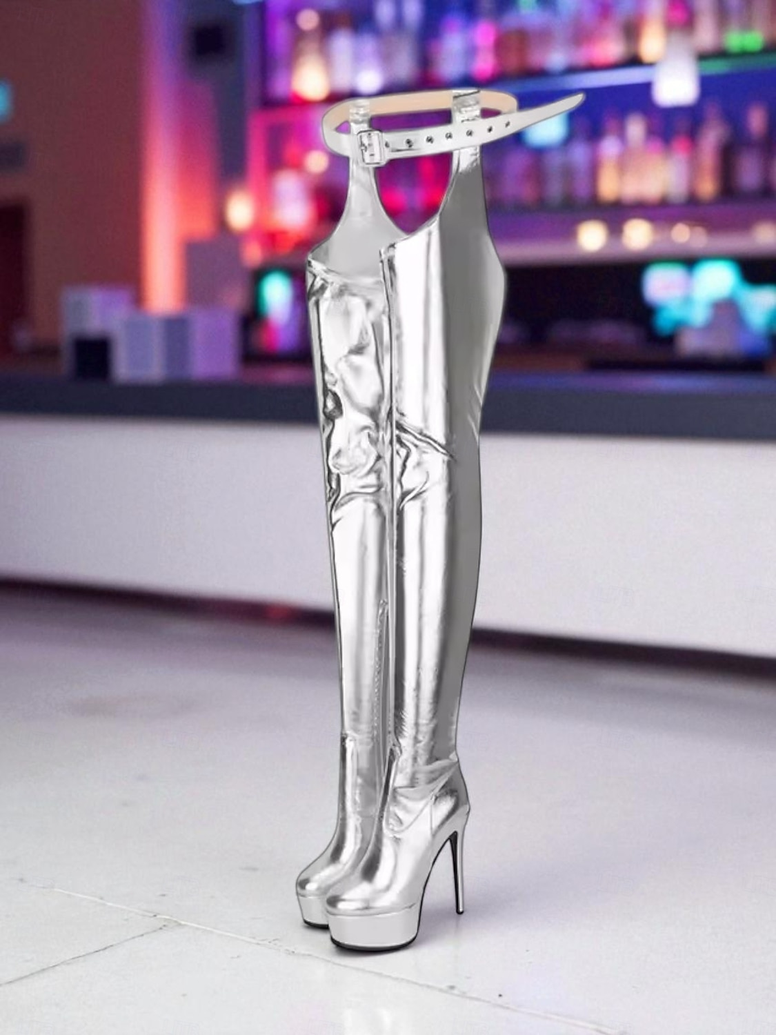 2026年 レディース ホットピンクのパテントレザー サイハイ プラットフォームブーツ - ナイトクラブやパーティーの装いにぴったりのセクシーなスティレットヒールのオーバーニーブーツ  コレクション – $84.99 –P5