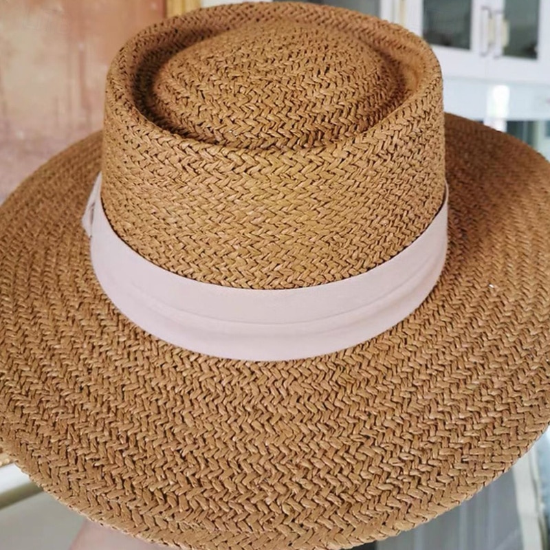 Klobouky Polyester Sláma Slamák Sluneční klobouk koktejl Svatební Dovolená Čajový dýchánek Dostih Elegantní Vinobraní Ochrana proti slunci S Stuhy Přílba Pokrývky Hlavy 2026 - $17.49 –P3