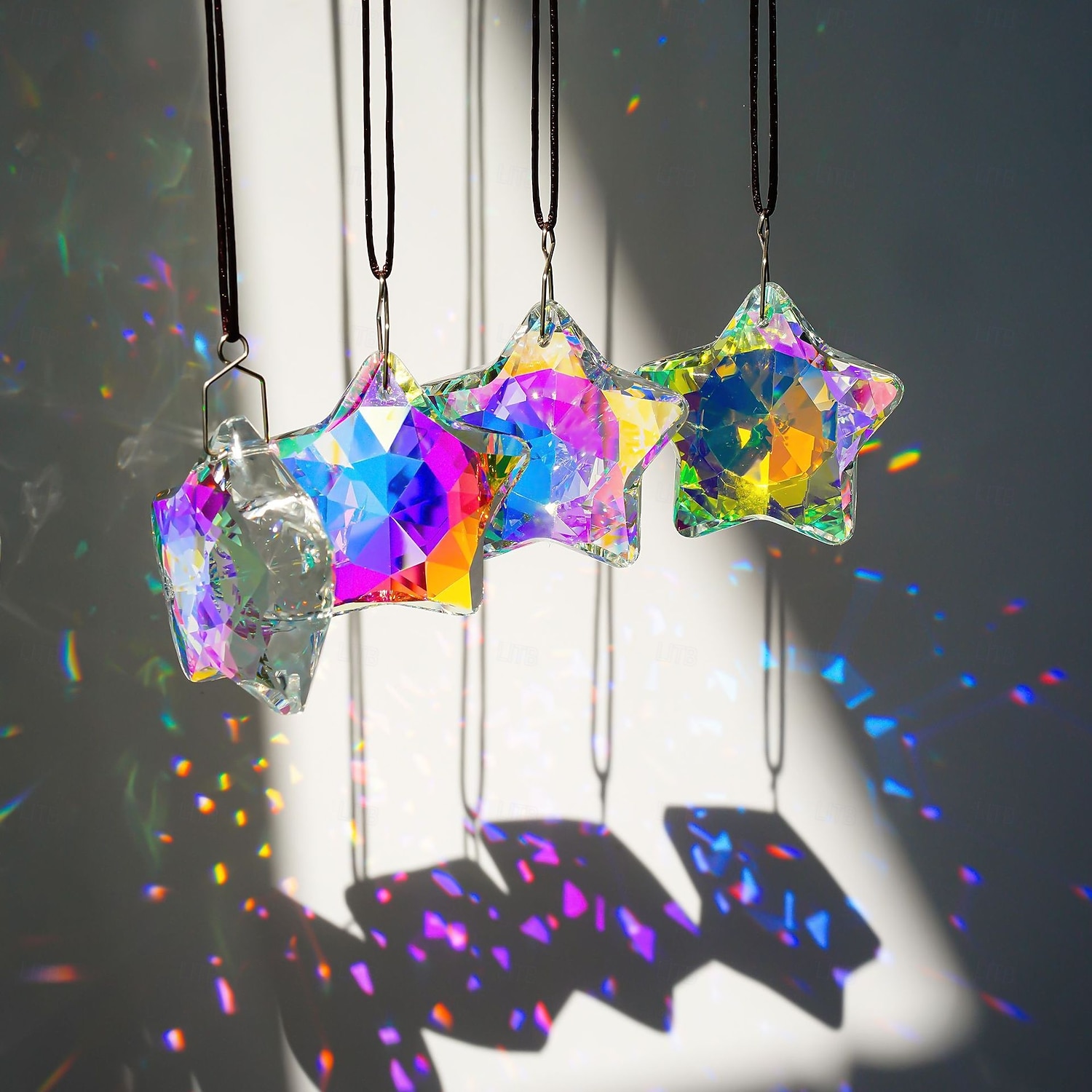 Conjunto de 6 enfeites de Natal em vidro transparente facetado em formato de estrela, ideais para centros de mesa, captadores de luz solar e decoração de cristal para árvores de Natal, janelas, de 2026 por $25.99 –P9