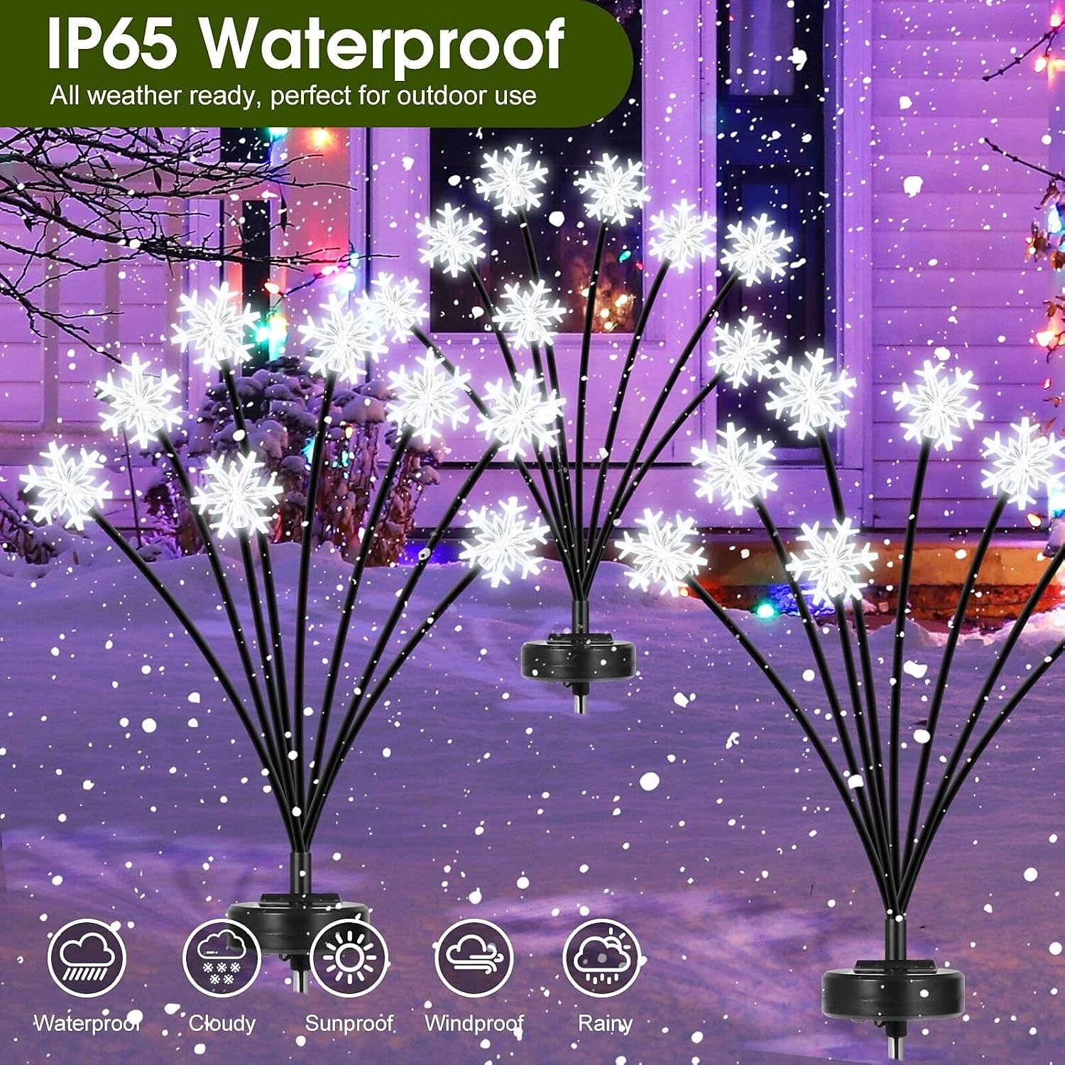 2 Pcs  Lights 8-head outdoor solar waterproof  snowflake shaped swinging plug-in lamp courtyard garden lawn party atmosphere decoration Lights landscape lamp 2026 - $21.99 –P8