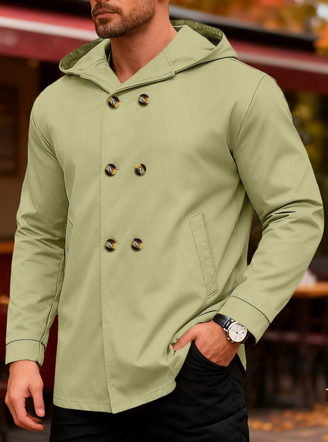 Men's Trench Coat Hoodied Jacket Formal Home Windbreaker Pocket Spring Fall Solid Color Active Vintage Shirt Collar Regular Black Red Blue Green Khaki Jacket 2026 - $42.99 –P9