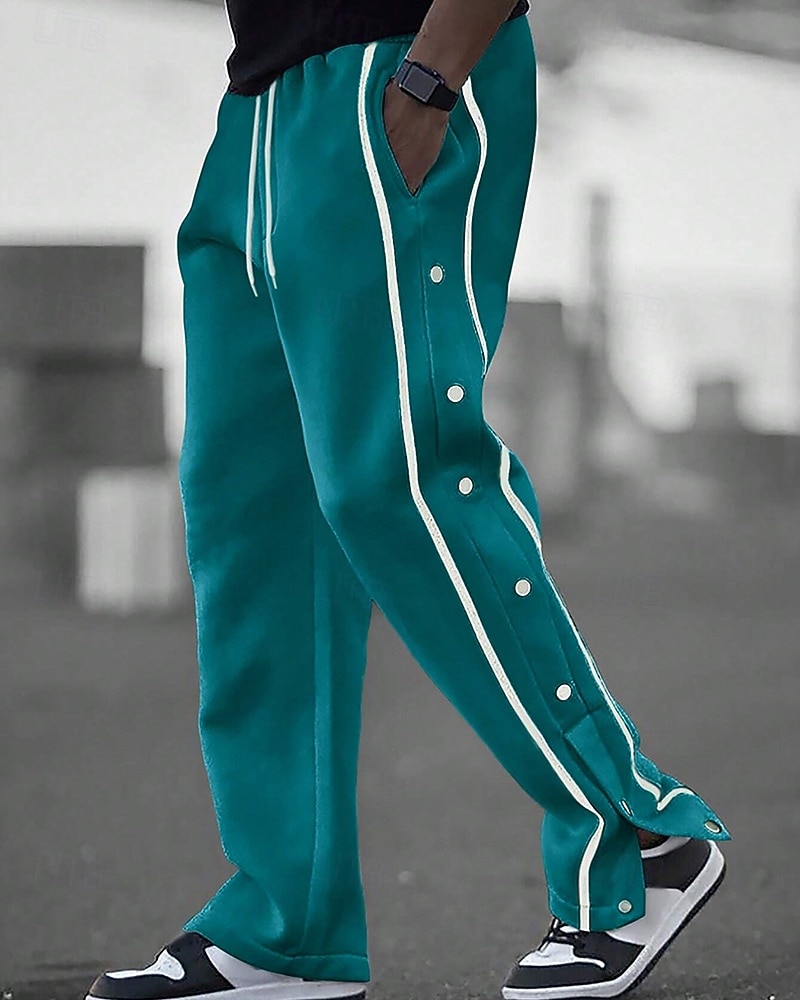 Men's Wide-leg Sweatpants sport pants Casual Pants with Pockets Split High Waist Bottoms Gym Athleisure Workout Spring Fall Breathable Gym Workout Track Regular Fit Sportswear Activewear Solid Colored 2026 - $26.99 –P1