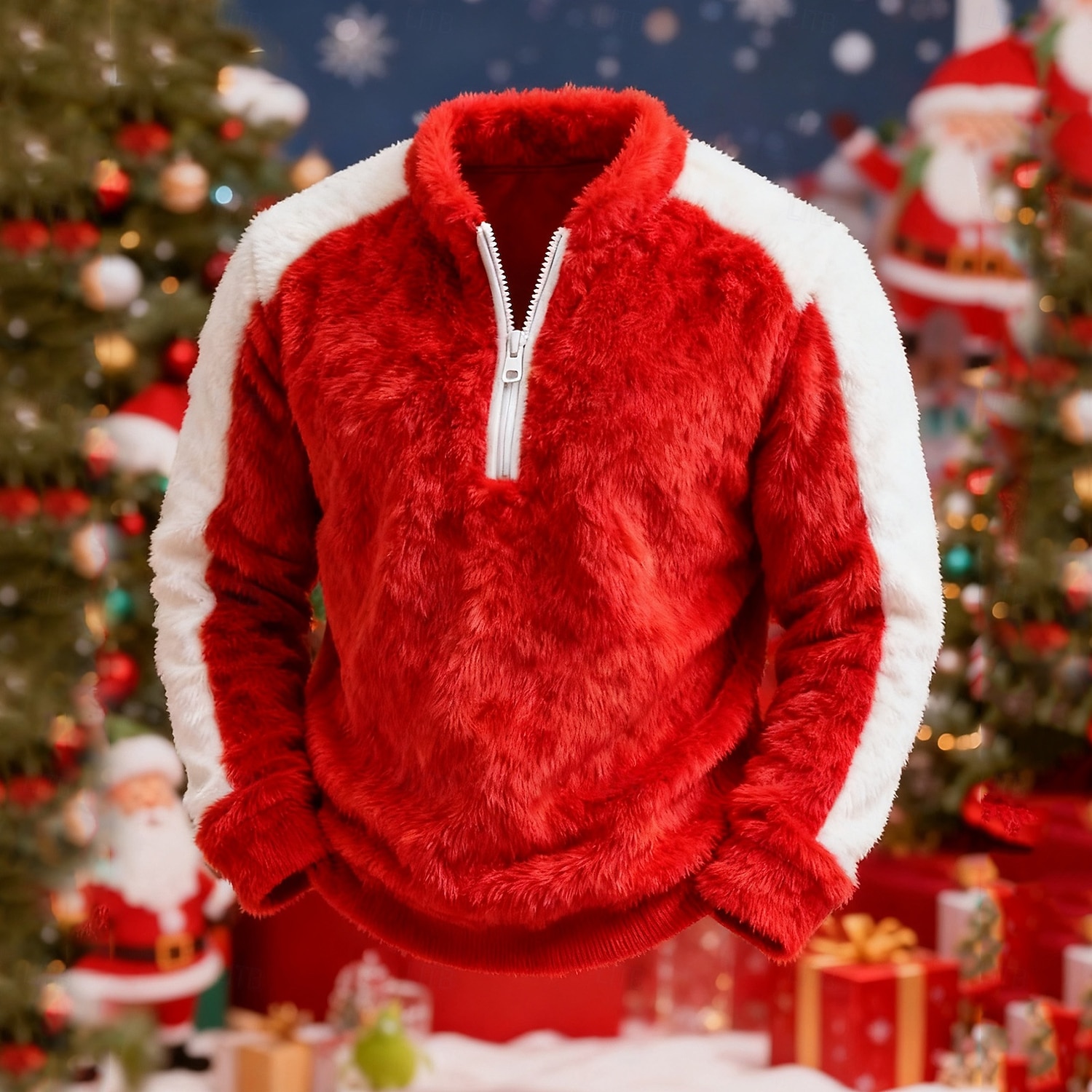 Per uomo Maglia Felpa in pile Felpa con zip corta Nero Rosa Rosso Blu Marrone Colletto Mao Semplice Patchwork Blocco di colore Sport & Outdoor Casuale Quotidiano Natale Streetwear Cool Inverno del 2026 a $28.99 –P4