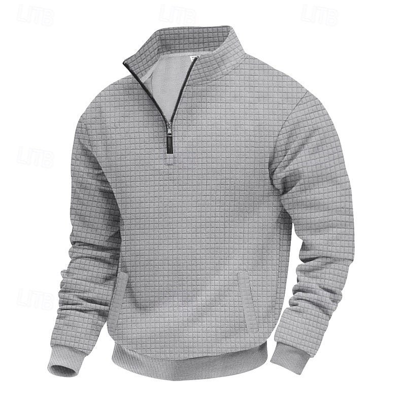 Homme Sweat-shirt Sweat-shirt quart de fermeture éclair Gris Clair Demi-zip Uni Jacquard Quotidien Sport & Loisir Fête Polyester Streetwear Basique Occasionnel Printemps Automne Vêtement Tenue Pulls de 2026 ? $28.99 –P2