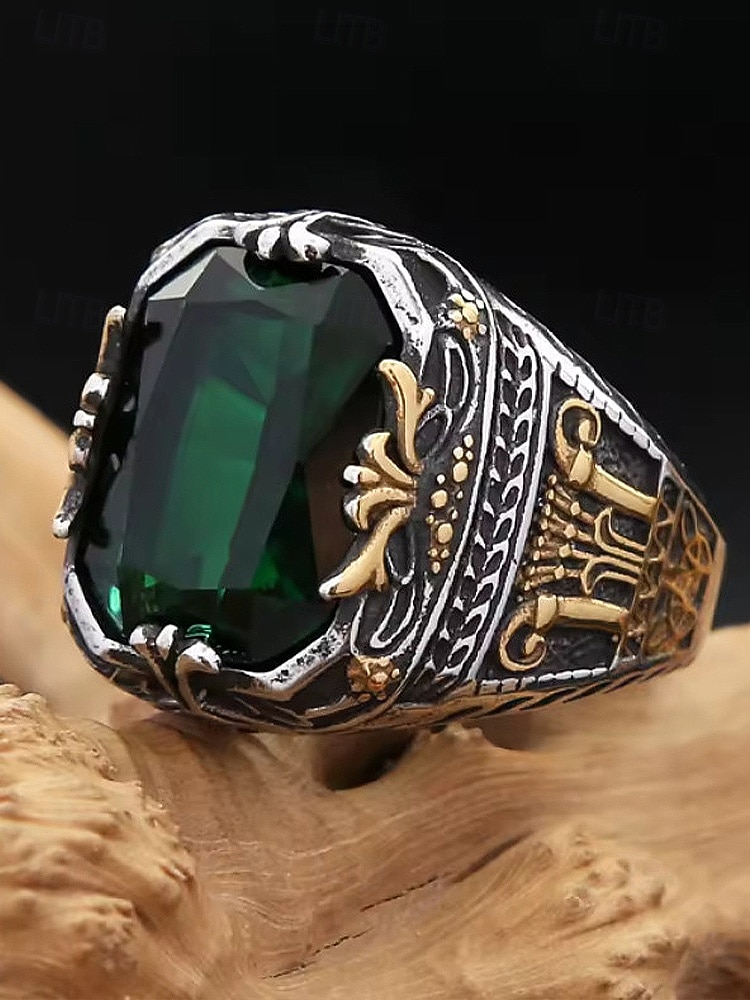 Bague en alliage pour homme avec pierres précieuses, bijou gothique vintage avec grosse pierre, accessoire de mode multicolore, cadeau de Noël unique pour les fêtes et au quotidien de 2025 ? $11.99 –P8