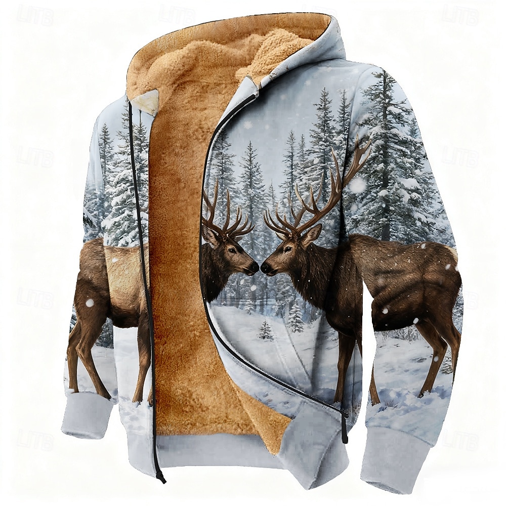 Miesten Hirvet Fleece Huppari Takki College Klassinen Asevoimat Metsästys Pitkähihainen Tiukka pyöreä kaula-aukko ulko- Retkeily Musta Ruskea Khaki Sulkea jnk vetoketju Syksy Talvi Suunnittelija S M 2026 - $41.99 –P3