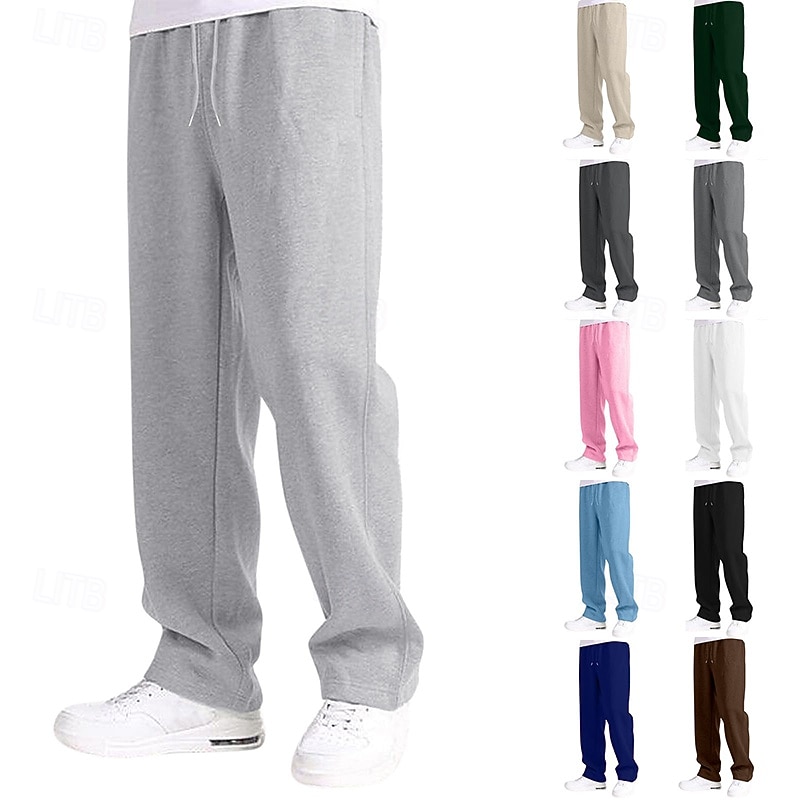 Herren Jogginghose Jogginghose mit weitem Bein Hose Jogginghose mit offenem Saum Kordelzug Elastischer Bund Einfach Atmungsaktiv Volle Länge Lässig Täglich Sport im Freien Mode Basic Schwarz Rote 2026 - $18.99 –P1