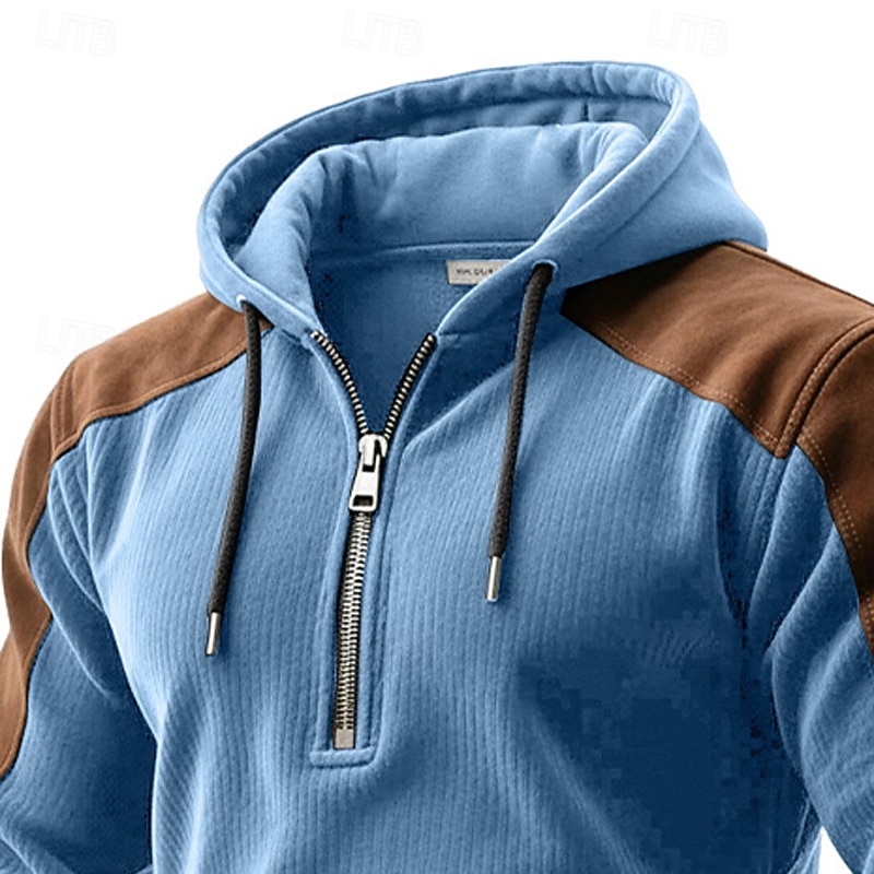 Homme Sweat à capuche Sweat à capuche quart zippé bleu marine Bleu Vert foncé Violet Marron À capuche Uni Patchwork Bloc de Couleur Sport & Loisir Occasionnel Quotidien Polyester ancien Streetwear de 2025 ? $32.99 –P10