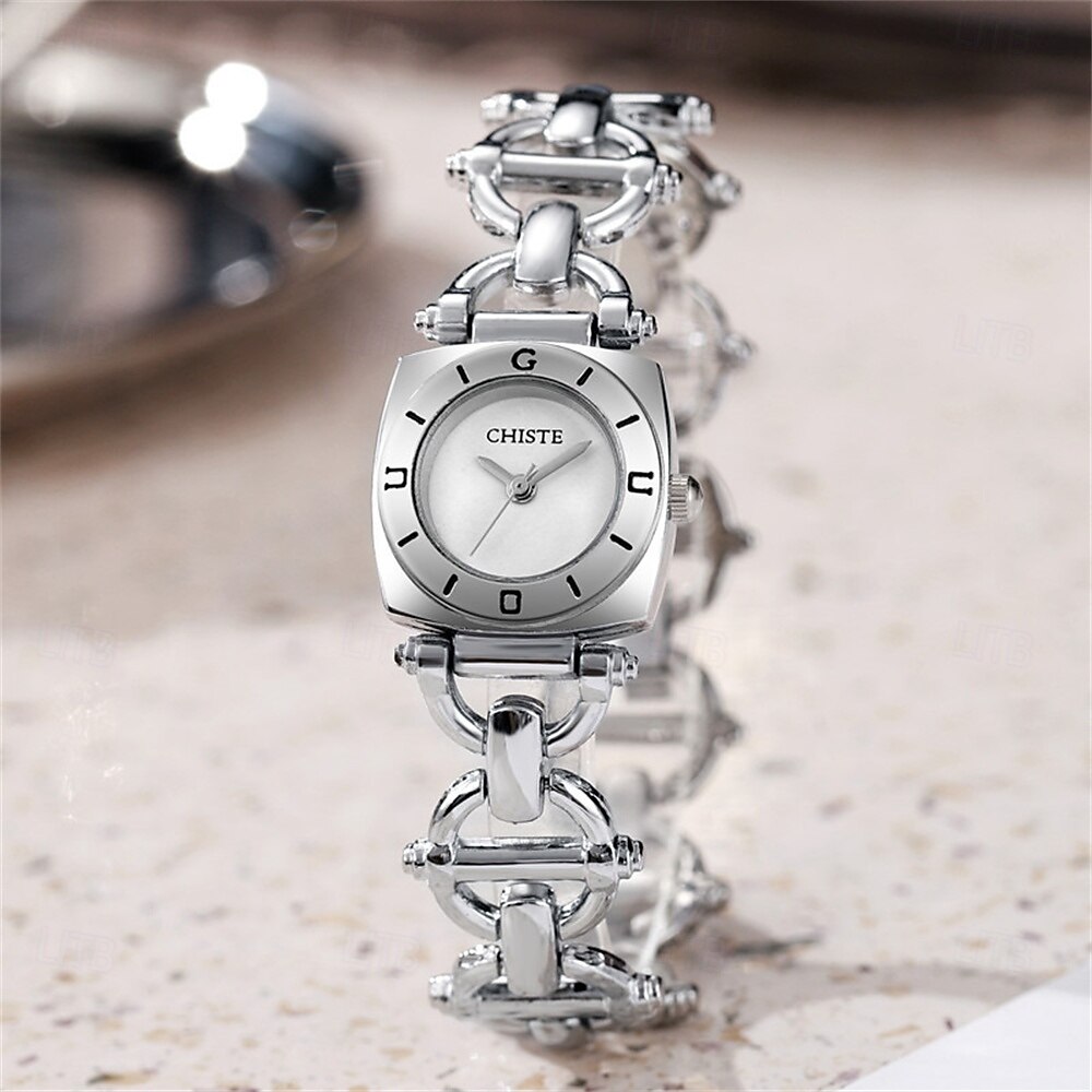 Muotitietoisen äitienpäivälahja naisten kello neliö yksinkertainen kellotaulu IPX7 vedenkestävä ruostumatonta terästä rannekello kvartsikello 2026 - $21.99 –P4