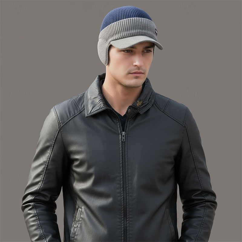 Pánské Unisex Klobouk s klapkami na uši PLacatá čepice Zimní čepice Pletená čepice Zimní čepice Beanie Černá Námořnická modř Polyester Pletený Útulný Denní nošení Jdeme ven Barevné bloky Teplý 2026 - $9.49 –P8