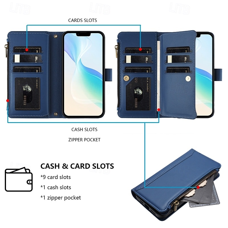 Phone Case For iPhone 17 Pro Max 17 Air 17 16 Pro Max Plus 13 Pro Max Mini Wallet Case Shockproof Retro PU Leather 2026 - $18.99 –P10
