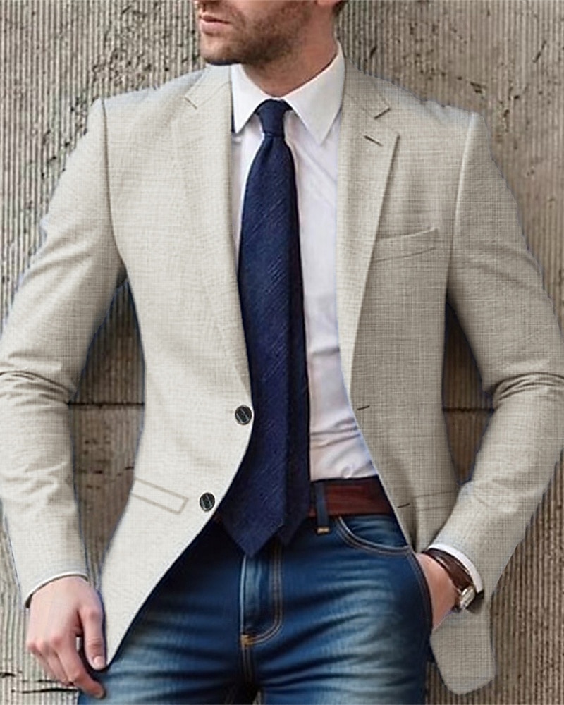 Homme Blazer Affaires Cocktail Fête de mariage Mode Occasionnel Printemps Automne Polyester Uni Avec Poches Boutons Confortable Simple Boutonnage veste Bleu Ciel Kaki Café de 2026 ? $43.99 –P6