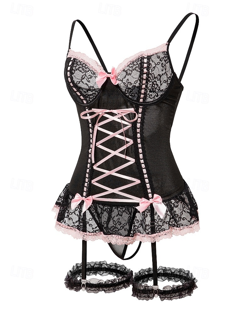 Dam Sexiga underkläder Sexiga kroppar Spets Öppen ryggNightwearPolyester Semester Hem Dagligen Solid färg Mode söt stil Svart Vit Rodnande Rosa Marinblå Blå Vår & sommar Höst vinter 2025 - $23.99 –P13