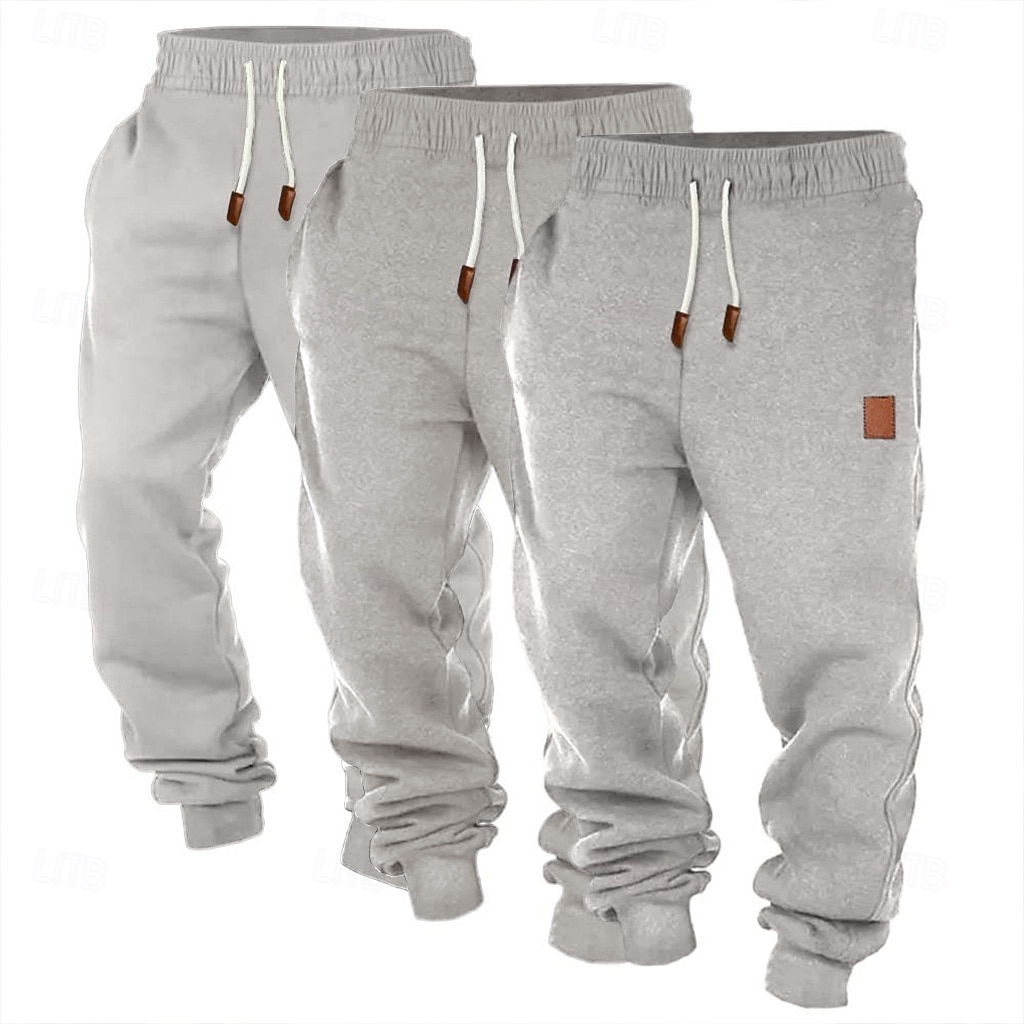 Муж. Штаны Джоггеры Флисовые штаны Кулиска Эластичная талия Мульти-упаковка Полотняное плетение Комфорт Полная длина на открытом воздухе Повседневные На выход Мода Классический 2025 - $29.99 –P20
