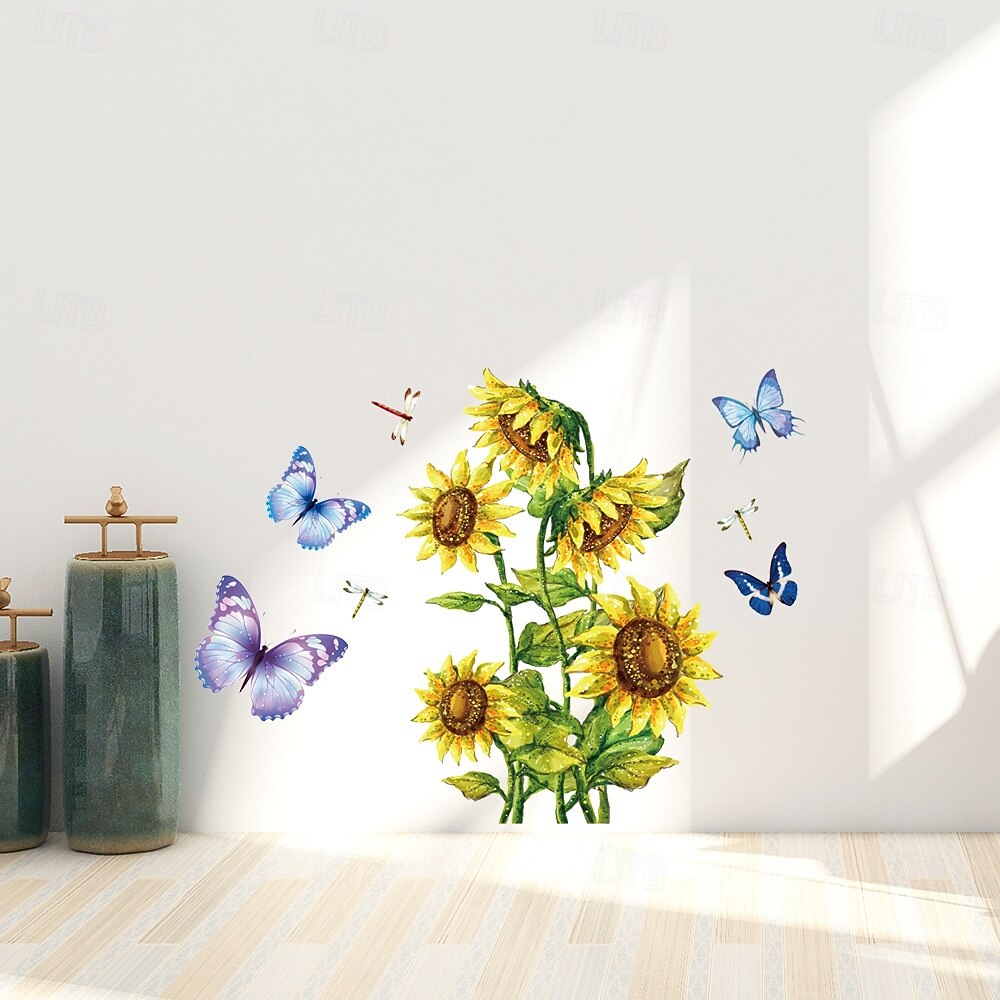 sarjakuva auringonkukka perhonen seinätarra irrotettava design lastenhuoneeseen päiväkoti leikkikenttä kodin sisustus luova koristeellinen seinätarra kirkas värikäs hauska sisätausta taidetarvikkeet 2026 - $7.99 –P1