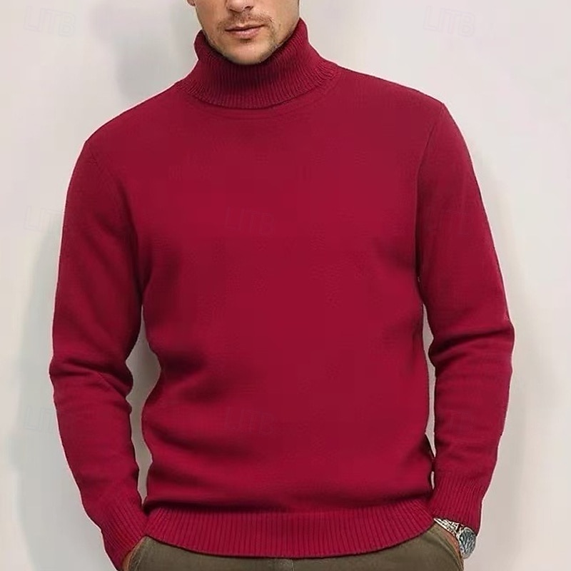 Men's Christmas Jumper Christmas Sweaters Holiday sweater Pullover Sweater Jumper Knit Sweater Ribbed Knit Regular Tops Knitted Plain Turtleneck Fashion Basic Vacation Daily Wear Clothing Apparel 2026 - $19.49 –P4