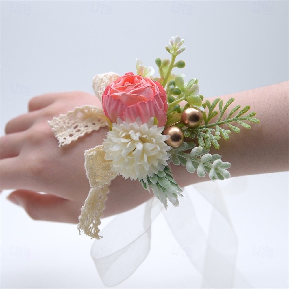 Bröllop handled blommor Handleds Corsage Bröllop / Fest Tyg Blomstil 2026 - $16.49 –P5