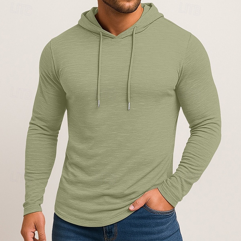 Per uomo Maglietta Manica Lunga Con Cappuccio Primavera Autunno Tutte le stagioni Tinta unica Tradizionale / Vintage Felpe Con cappuccio Puro Casuale All'aperto Abbigliamento sportivo Blu chiaro del 2026 a $21.99 –P8