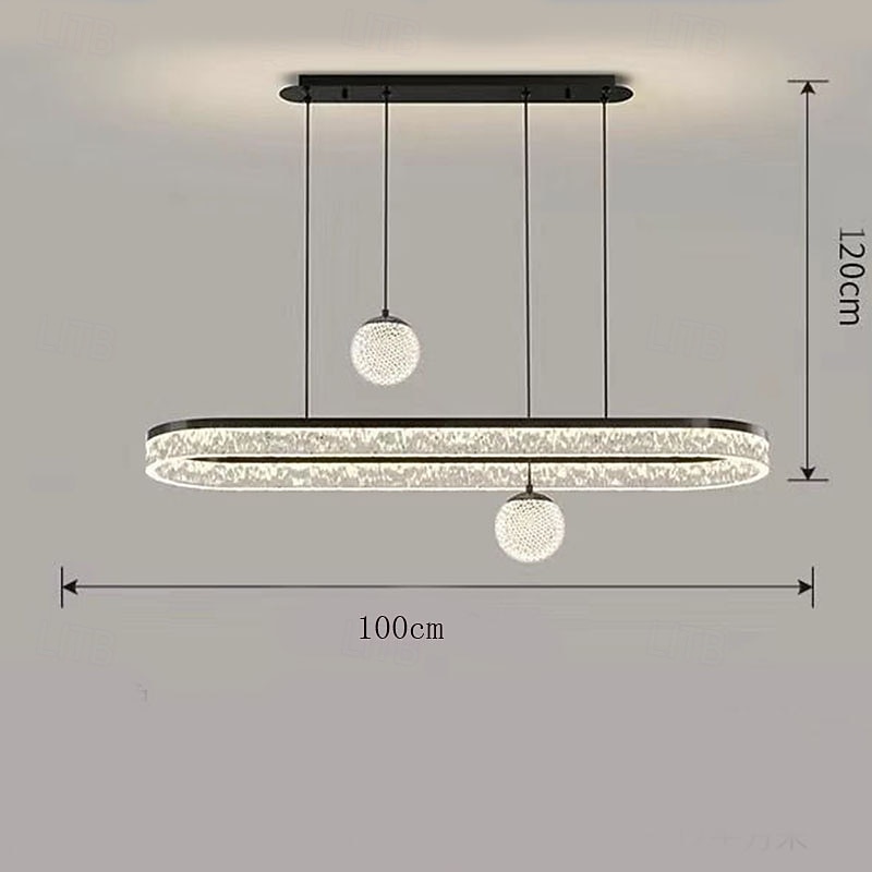 Candelabru oval cu LED negru, lumină de tavan inelară modernă suspendată pentru insulă de bucătărie, bar restaurant, corp de iluminat cu pandantiv cu lumină variabilă tricoloră 3000k-6000k 2026 - $329.69 –P1