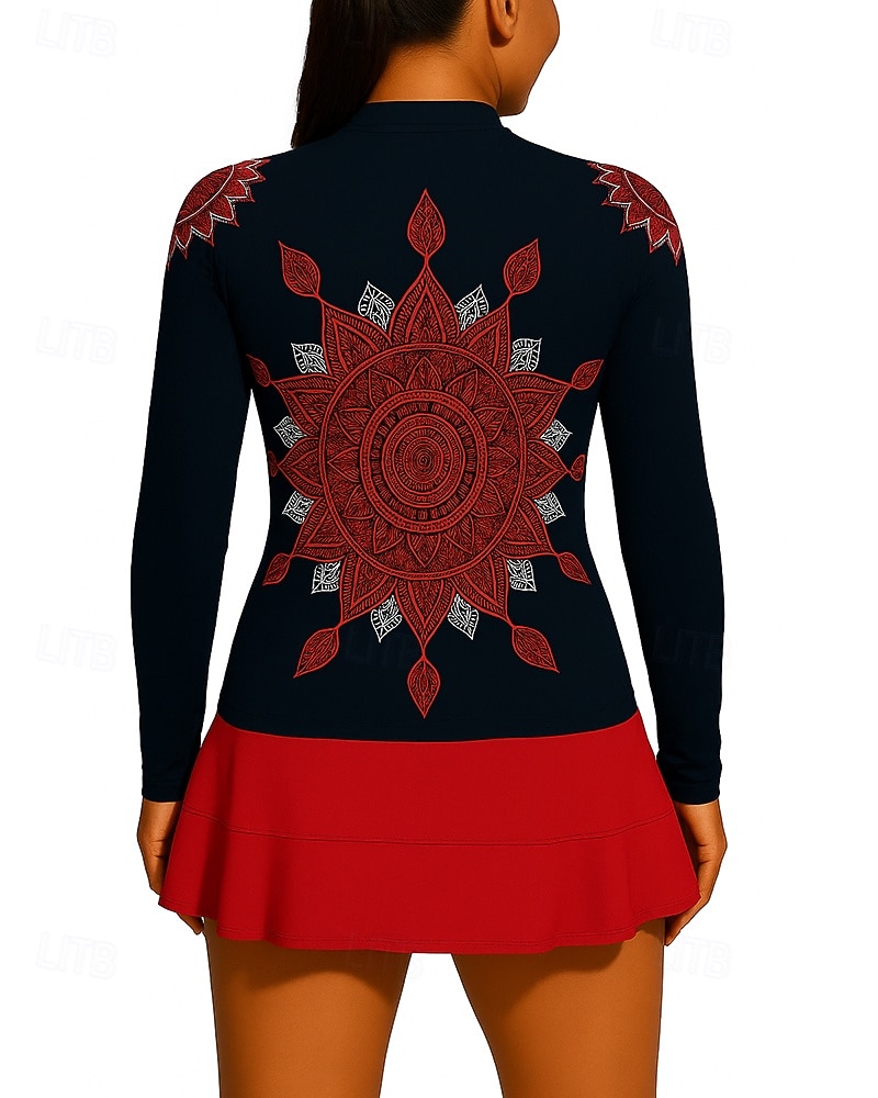 Per donna Boho Maglia da tennis Top sportivo Elegante Stampa Elastico Traspirante Tennis Pickleball Corsa Top Nero Abbigliamento da tennis del 2026 a $20.99 –P2