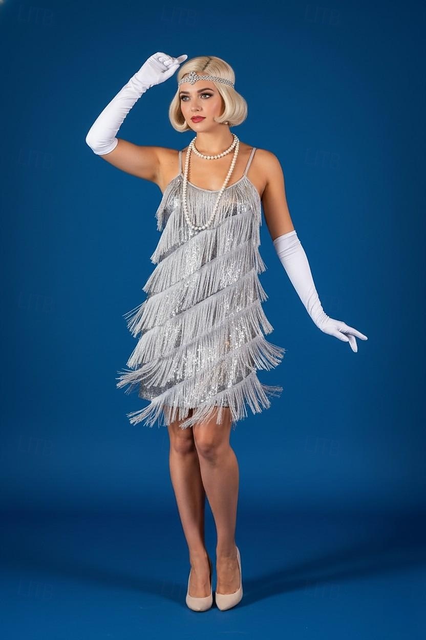 Roaring 20s 1920s Knee Length Flapper Dress Sleeveless The Great Gatsby Sequins Fringe Scoop Neck Fancy Dress Women's Christmas Carnival speakeasy Masquerade Retro Theme Party Adults' Dress 2026 - $38.99 –P1