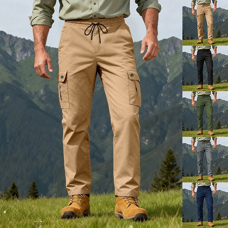 Homme Pantalons Cargo Pantalons Multi-poches Taille élastique avec cordon de serrage Uni Portable Extérieur Quotidien Camping & Randonnée Mode Classique Noir Vert Véronèse de 2026 ? $21.99 –P1