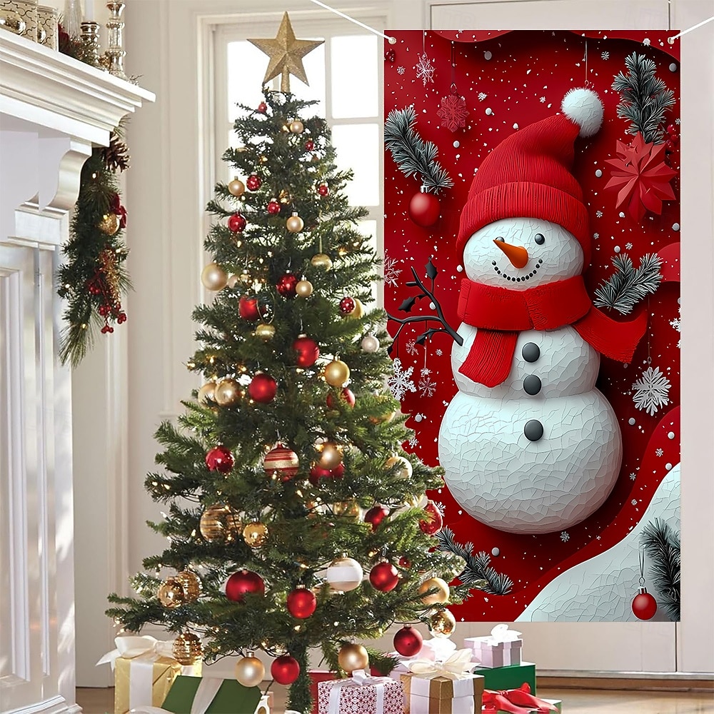 Jul Affischer Dörrskydd Utomhus banderoller Snögubbe Strumpbyxor söt stil 3D Fest Studentboende Tonårsrum Killar Man Cave Frat Sovrum Bakgrundsfotografering Ytterdörr Heminredning 2026 - $19.99 –P9
