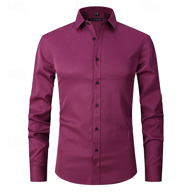 Homens Camisa Social Saia Camisa não de ferro Camisas de smoking Tecido Formal Casamento Preto Branco Rosa Vinho Manga Longa Lapela Primavera & Outono Todas as Estações Roupa de 2025 por $20.99 –P9