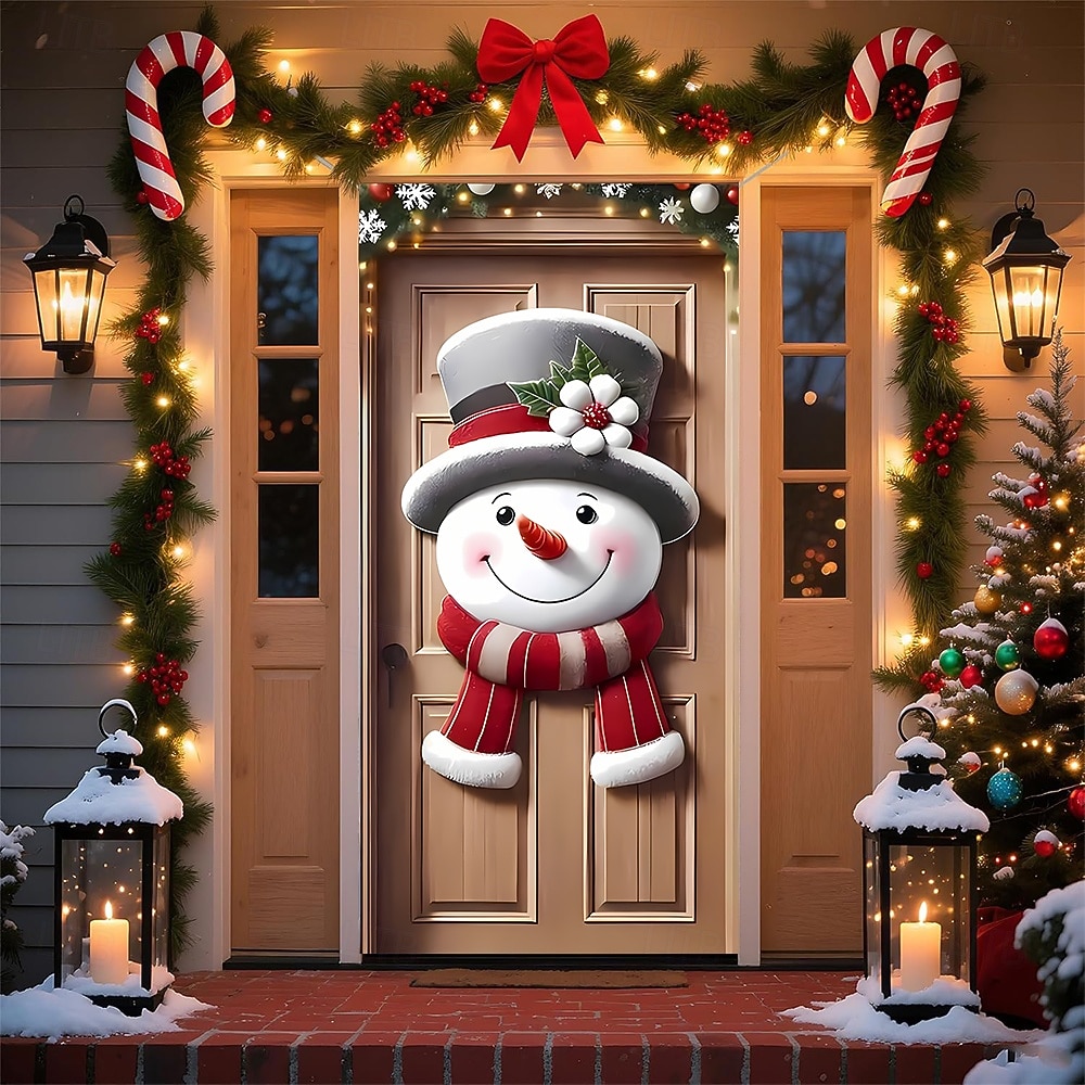 Jul Affischer Dörrskydd Utomhus banderoller Snögubbe Strumpbyxor söt stil 3D Fest Studentboende Tonårsrum Killar Man Cave Frat Sovrum Bakgrundsfotografering Ytterdörr Heminredning 2026 - $19.99 –P14