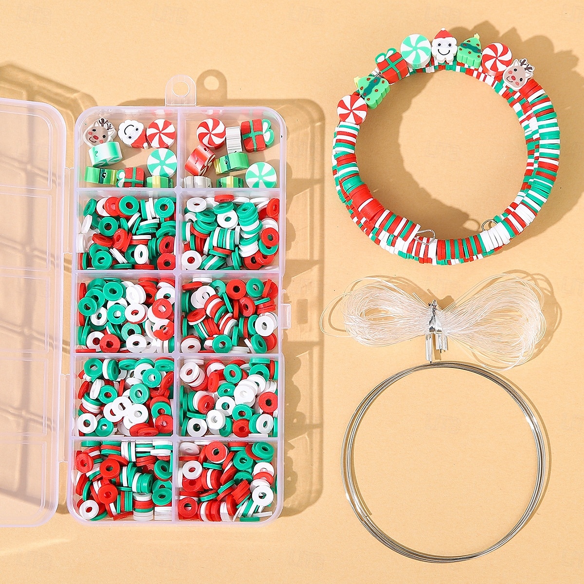 Contas de natal para fazer joias, pingentes de contas de argila para fazer pulseiras e colares, artesanato faça você mesmo, kit de contas de vidro para festas, acessórios de joias artesanais, presente de 2026 por $9.99 –P2