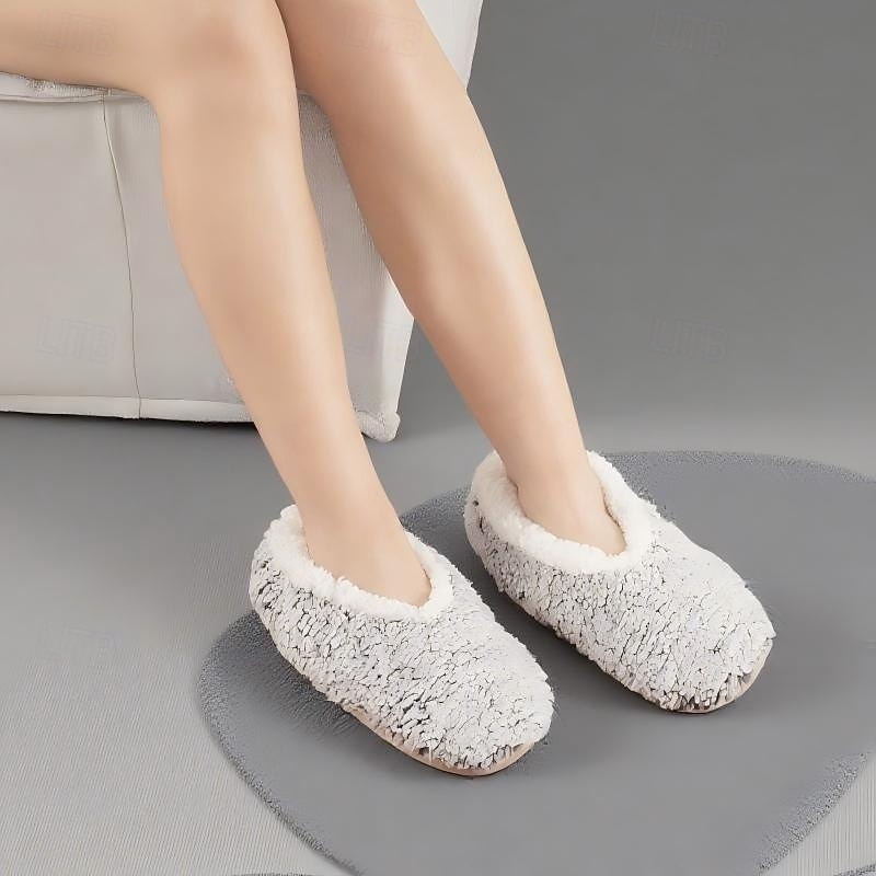 damesokker med fuzzy stjernemønster på gulvet, tykke bomulls-plysj-tøffelsokker for vinterhjemmet eller søvn, varme, koselige sklisikre innesokker 2026 - $12.99 –P14