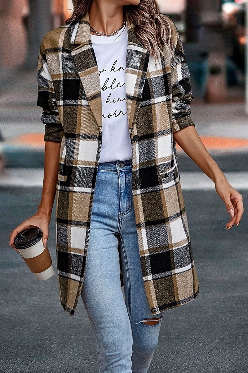 Pentru femei Palton de iarnă Jachete Iarnă Comfortabil Respirabil Buzunar Imprimeu Casual Plisat Vacanță Stradă Casual Purtare Zilnică Cu Un Nasture Lung Răsfrânt Fit regulat Manșon Lung Îmbrăcăminte 2026 - $36.99 –P2