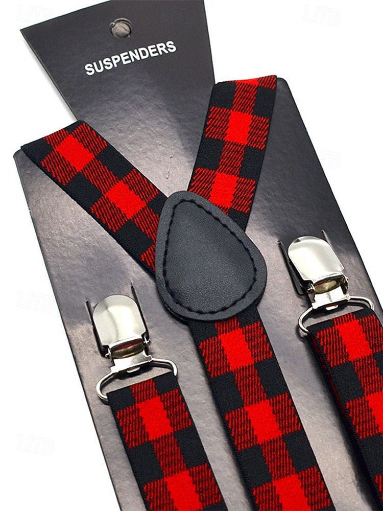 Conjunto de suspensório ajustável e gravata borboleta xadrez de Natal masculino, estilo casual e formal, perfeito para festas de fim de ano e presentes de 2026 por $11.99 –P7