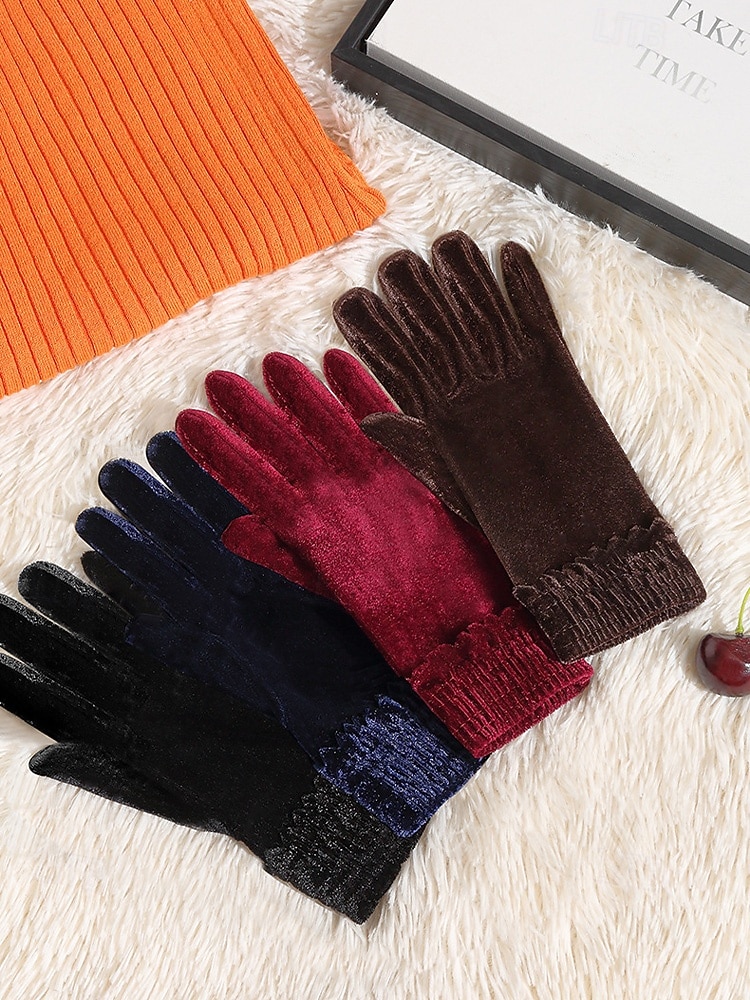 Dámské vánoční sametové rukavice – silné a teplé, měkké na dotek, ideální jako vánoční dárky a zimní módní doplňky 2025 - $9.99 –P4