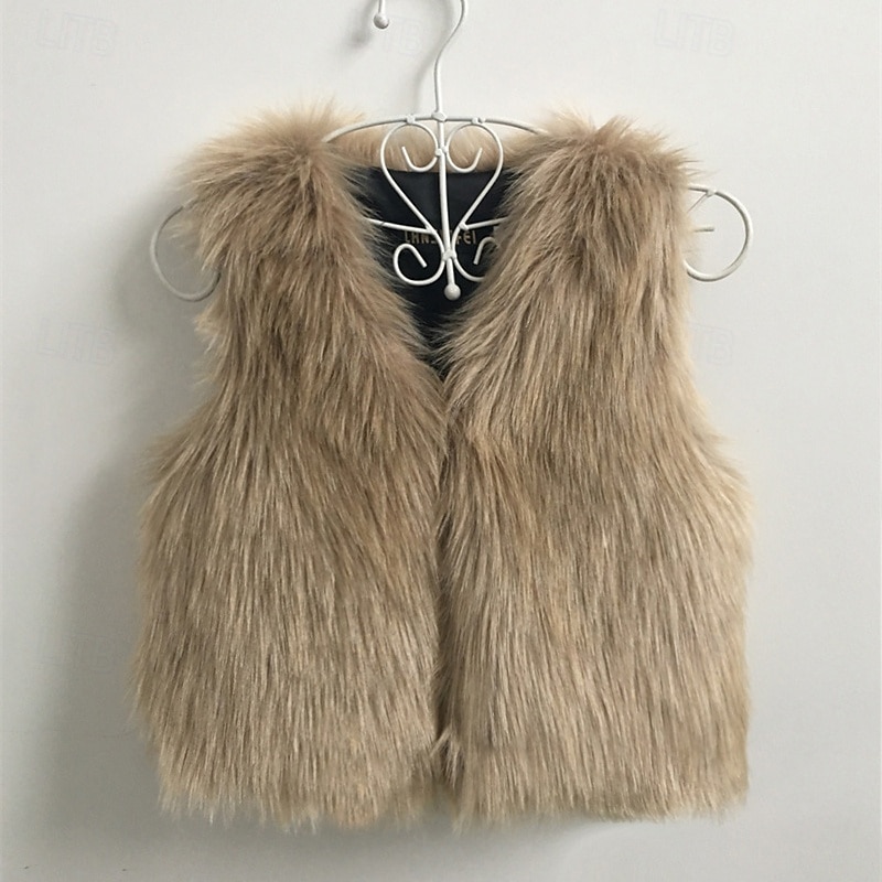 Kids Girls' Faux Suede Vest Vest Coat Solid Color Neutral Keep Warm School Coat Outerwear 4 years+ Fall Camel 2026 - $17.49 –P4