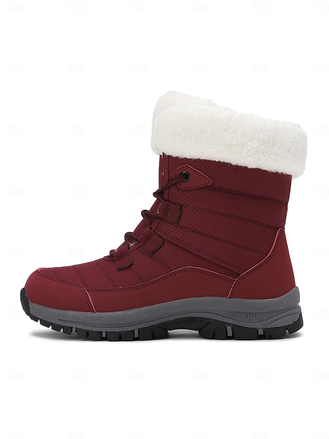 Botas de nieve impermeables con cordones y forro de piel cálida para mujer, botines de invierno antideslizantes para senderismo al aire libre, calzado acogedor y aislante para clima frío 2025 - $46.99 –P6