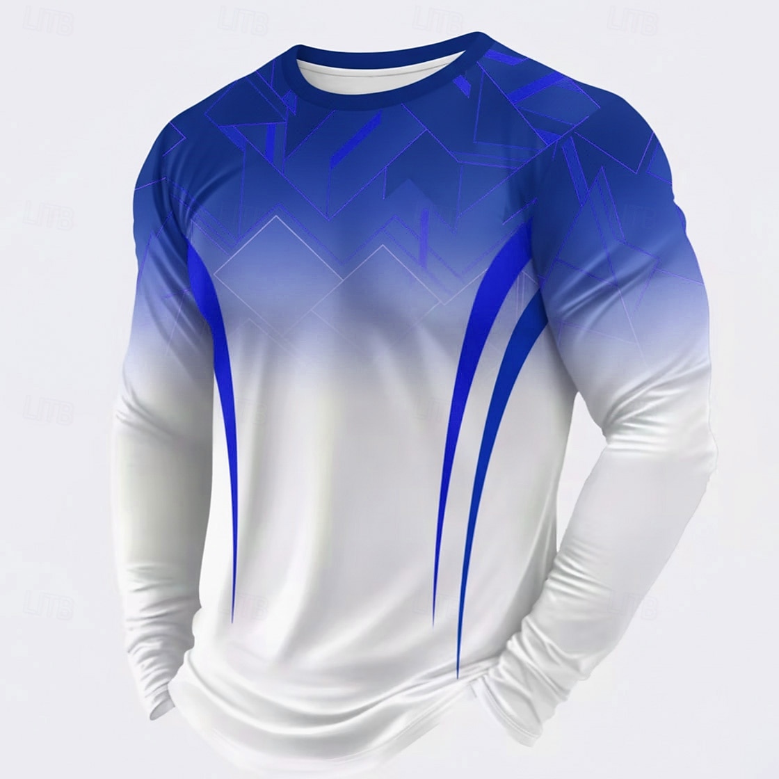 Herren Linie T Shirt Langarm T-Shirt 3D-Druck Rundhalsausschnitt Hemd Sport Täglich Fitnessstudio Straße Date Blau Rote Purpur Sommer Frühling Herbst Bekleidung S M L XL XXL XXXL 2026 - $23.99 –P2